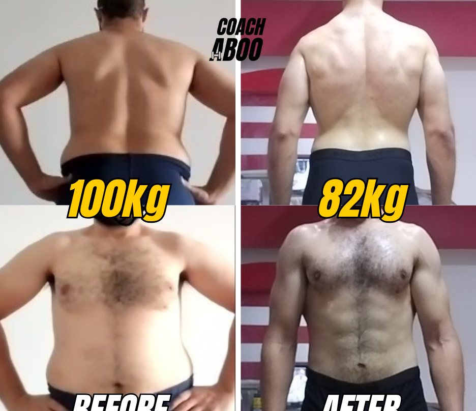 Client before and after: 100kg to 82kg